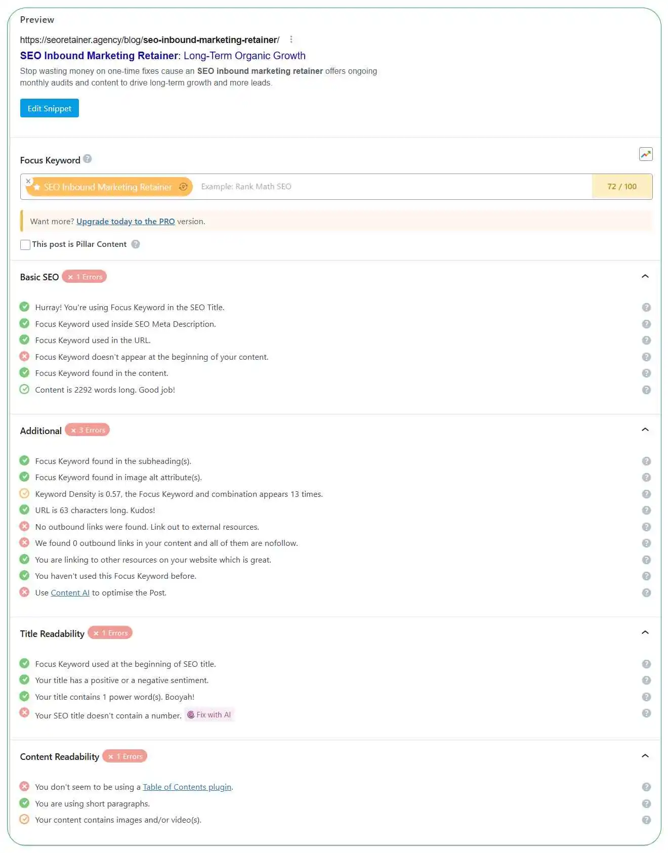 On Page SEO Adjustments